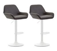 CLP Lot de 2 tabourets de bar Braga en Similicuir , Marron/Blanc Piètement Blanc G
