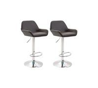 CLP Lot de 2 tabourets de bar Braga en Similicuir , Marron/Chrome Piètement Chrome G
