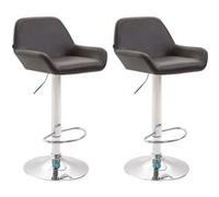 CLP Lot de 2 tabourets de bar Braga en Similicuir , Marron/Chrome Piètement Chrome G