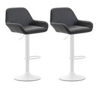 CLP Lot de 2 tabourets de bar Braga en Similicuir , Noir /Blanc Piètement Blanc G