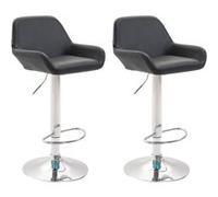 CLP Lot de 2 tabourets de bar Braga en Similicuir , Noir /Chrome Piètement Chrome G