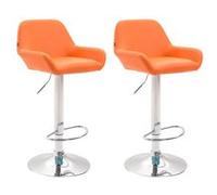 CLP Lot de 2 tabourets de bar Braga en Similicuir , Orange/Chrome Piètement Chrome G