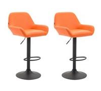 CLP Lot de 2 tabourets de bar Braga en Similicuir , Orange/Noir Orange G