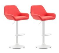 CLP Lot de 2 tabourets de bar Braga en Similicuir , Rouge/Blanc Piètement Blanc G