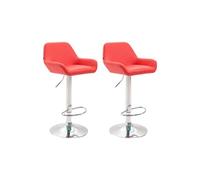 CLP Lot de 2 tabourets de bar Braga en Similicuir , Rouge/Chrome Piètement Chrome G