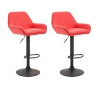 CLP Lot de 2 tabourets de bar Braga en Similicuir , Rouge/Noir Rouge G