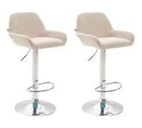 CLP Lot de 2 tabourets de bar Braga en tissu , Crème/Chrome Piètement Chrome