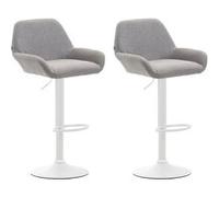 CLP Lot de 2 tabourets de bar Braga en tissu , Gris/Blanc Piètement Blanc