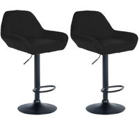 CLP Lot de 2 tabourets de Bar Braga réglables en Hauteur avec Dossier, accoudoirs et Repose-Pieds, Structure en métal, chaises de comptoir | Couleur Noir Couleur du Cadre Noir