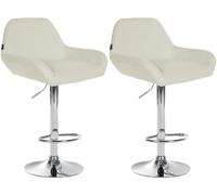 CLP Tabourets de bar Braga Lot de 2 – Tissu, réglable et pivotant, pieds métal – Crème/Chrome