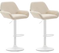 CLP Lot de 2 tabourets de bar Braga similicuir pivotant et réglable en hauteur,crème blanc