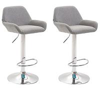 CLP Lot de 2 tabourets de bar Braga en tissu , Gris/Chrome Piètement Chrome