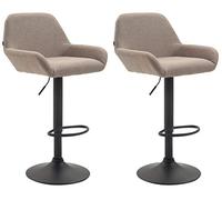 CLP Lot de 2 tabourets de bar Braga en tissu , Taupe/Noir Taupe