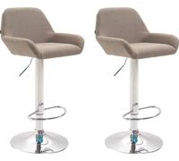 CLP Lot de 2 tabourets de bar Braga tissu pivotant et réglable en hauteur,crème chrome