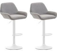 CLP Lot de 2 tabourets de bar Braga tissu pivotant et réglable en hauteur,gris blanc