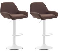 CLP Lot de 2 tabourets de bar Braga tissu pivotant et réglable en hauteur,marron blanc