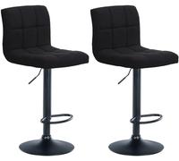 CLP Lot de 2 tabourets de Bar Calma Tissu I Chaise de Bar réglable en Hauteur avec Structure métallique & Repose-Pieds, Couleur:Noir, Matériel du Cadre:Métal Noir Mat