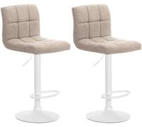 CLP Lot de 2 tabourets de Bar Calma Tissu I Chaise de Bar réglable en Hauteur avec Structure métallique & Repose-Pieds, Couleur:crème, Matériel du Cadre:métal Blanc Mat