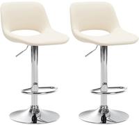 CLP Lot de 2 tabourets de Bar Camden I recouverts de Similicuir Couleur:crème;Matériel du Cadre:Métal en Finition chromée