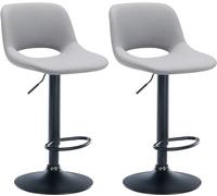 CLP Lot de 2 tabourets de Bar Camden I recouverts de Similicuir, Couleur:Gris, Matériel du Cadre:Métal Noir Mat