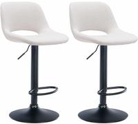 CLP Lot de 2 tabourets de Bar Camden I recouverts de Tissu, Couleur:crème, Matériel du Cadre:Métal Noir Mat