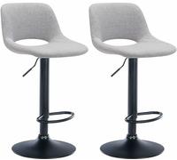 CLP Lot de 2 tabourets de Bar Camden I recouverts de Tissu, Couleur:Gris Clair, Matériel du Cadre:Métal Noir Mat
