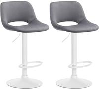 CLP Lot de 2 tabourets de Bar Camden I recouverts de Velours, Couleur:Gris foncé, Matériel du Cadre:métal Blanc Mat