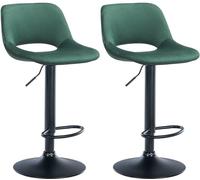 CLP Lot de 2 tabourets de Bar Camden I recouverts de Velours, Couleur:Vert, Matériel du Cadre:Métal Noir Mat