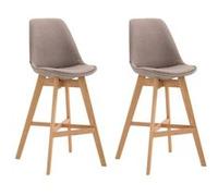 CLP Lot de 2 tabourets de bar Cannes Tissu , Taupe/Nature Taupe G