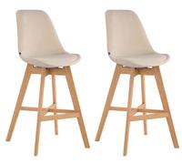 CLP Lot de 2 tabourets de bar Cannes velours avec dossier et repose-pieds,crème naturel