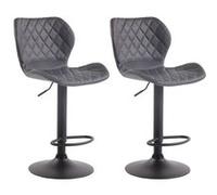 CLP Lot de 2 Tabourets de bar Cork en similicuir , Gris/Noir Gris