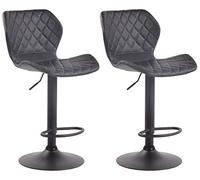 CLP Lot De 2 Tabourets De Bar Cork en Similicuir I Chaise Haute De Bistrot Réglable en Hauteur Et Pivotant A 360° I Piètement Trompette, Couleur:Noir, Couleur du Cadre:Noir