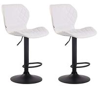 CLP Lot de 2 Tabourets de bar Cork en similicuir , Blanc /Noir Blanc