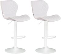CLP Lot de 2 tabourets de bar Cork similicuir réglables en hauteur et pivotant à 360 degrés,blanc blanc