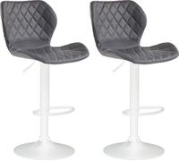 CLP Lot de 2 tabourets de bar Cork similicuir réglables en hauteur et pivotant à 360 degrés,gris chromé