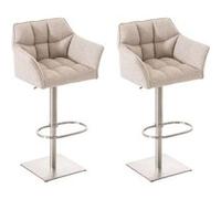 CLP Lot de 2 tabourets de bar Damaso en tissu , Acier inoxydable/Ivoire Ivoire G