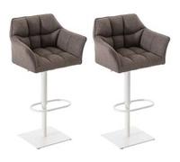 CLP Lot de 2 tabourets de bar Damaso en tissu , Blanc/Gris