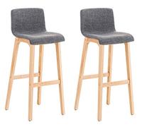 CLP Lot de 2 tabourets de bar Hoover en tissu Pieds Bois nature , Gris clair Gris clair
