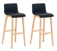 CLP Lot De 2 Tabourets De Bar Design avec Dossier Et Assise en Tissu I Piètement en Bois I Repose-Pieds I Hauteur Assise 77 cm, Couleur:Noir