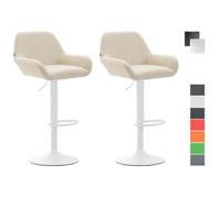 CLP Lot De 2 Tabourets De Bar Design Braga Similicuir I Réglable En Hauteur I Avec Dossier Et Repose-pied Ergonomique - Beige
