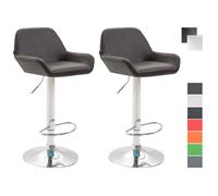 CLP Lot De 2 Tabourets De Bar Design Braga Similicuir I Réglable En Hauteur I Avec Dossier Et Repose-pied Ergonomique - Marron