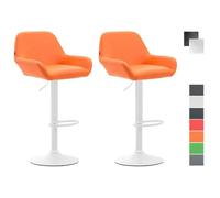 CLP Lot De 2 Tabourets De Bar Design Braga Similicuir I Réglable En Hauteur I Avec Dossier Et Repose-pied Ergonomique - Orange