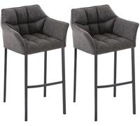 CLP Lot De 2 Tabourets De Bar Design Damaso en Tissu I Siège Rembourré I Chaise Haute De Bistrot Confortable avec Dossier Et Repose-Pied, Couleur:Gris Titan, Couleur du Cadre:Noir