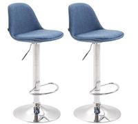 CLP Lot De 2 Tabourets De Bar Design Kiel en Tissu I Chaises Hautes De Bistrot avec Hauteur Réglable Et Dossier I Piètement Repose-Pieds Métal, Couleur:Bleu