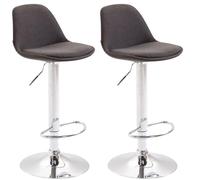 CLP Lot De 2 Tabourets De Bar Design Kiel en Tissu I Chaises Hautes De Bistrot avec Hauteur Réglable Et Dossier I Piètement Repose-Pieds Métal, Couleur:Gris foncé