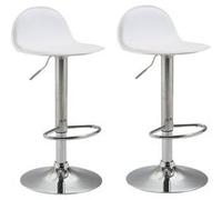 CLP Lot de 2 tabourets de bar design Lana V2 similicuir , Blanc /Chrome