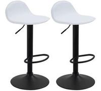 CLP Lot de 2 tabourets de bar design Lana V2 similicuir , Blanc /Noir Blanc