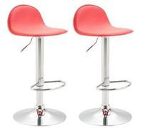 CLP Lot de 2 tabourets de bar design Lana V2 similicuir , Rouge/Chrome Rouge