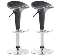 CLP Lot de 2 Tabourets de Bar Design Saddle - Chaise Haute avec Assise en Plastique Solide - Tabouret de Bar Hauteur Réglable et Pivotant Repose-Pied, Couleur:Gris