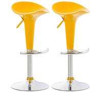CLP Lot de 2 Tabourets de Bar Design Saddle - Chaise Haute avec Assise en Plastique Solide - Tabouret de Bar Hauteur Réglable et Pivotant Repose-Pied, Couleur:Jaune